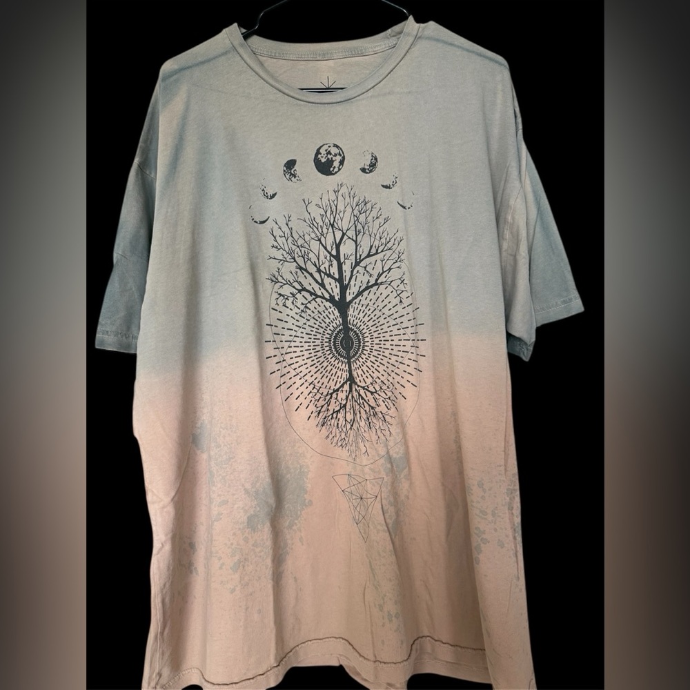 Spiritual Unisex Tree Moon Phase Tee Size XXL 70’s vintage tie dye style